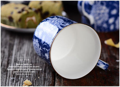 Blue And White Mug Retro Tea Cup Exquisite Bone China Gift Cup