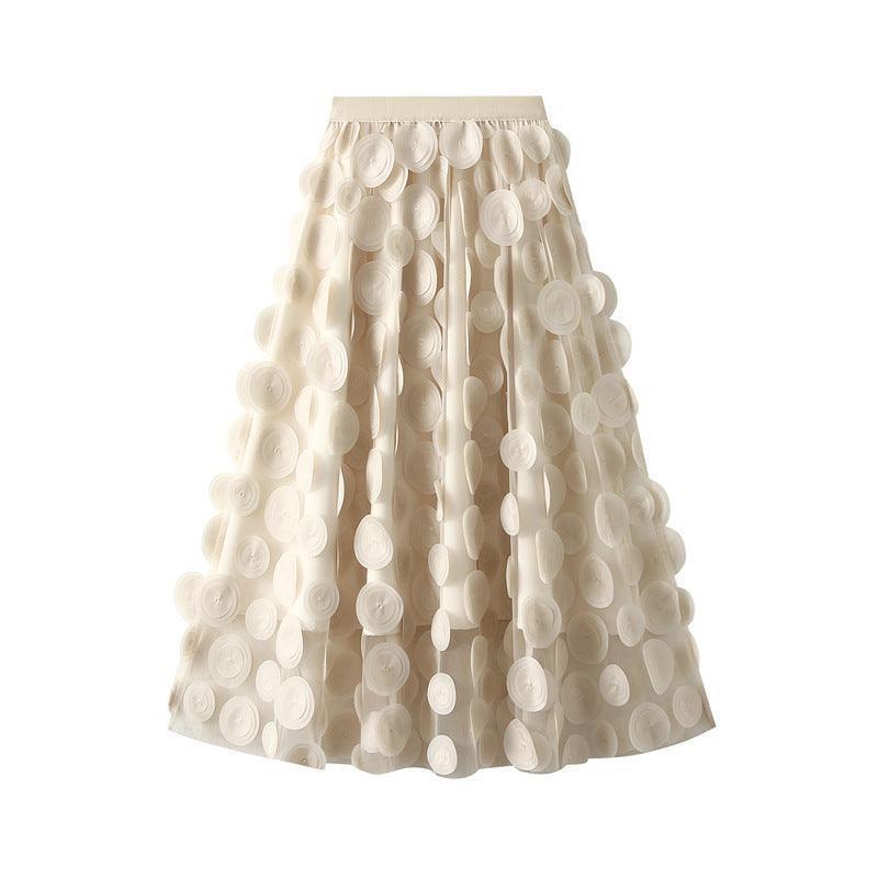 Three-dimensional Polka Dot Black Mesh Skirt - HEPSIBAH SHOP