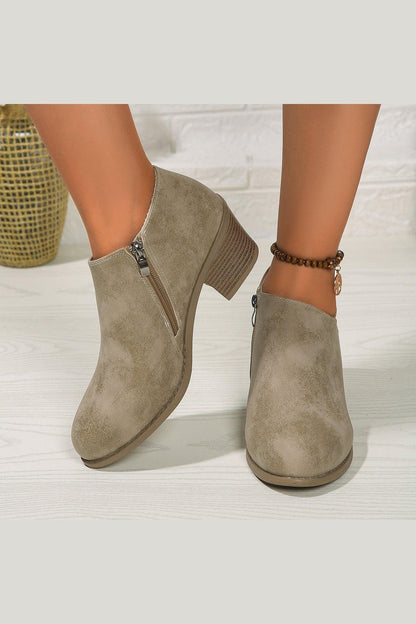 Chunky Heel Round Toe Ankle Boots - HEPSIBAH SHOP