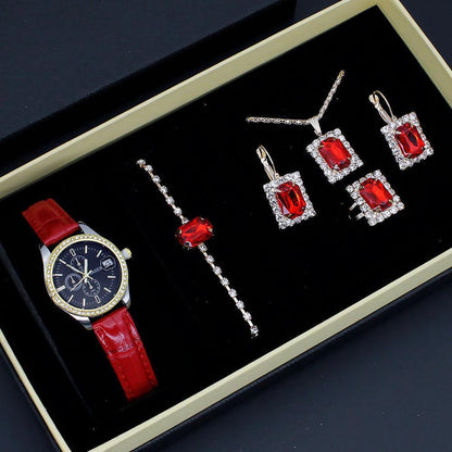 Women's Five-piece Square Jewelry Watch - HEPSIBAH SHOP