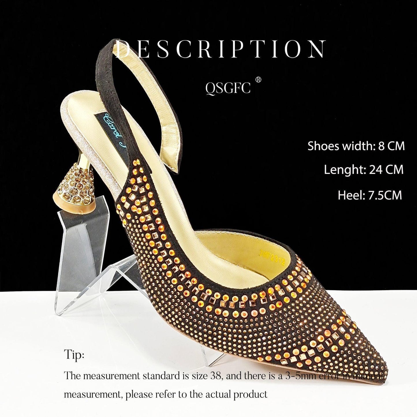 Fashion Simple Pointed Striped Hot Drilling Women Low-cut High Heels - HEPSIBAH SHOP