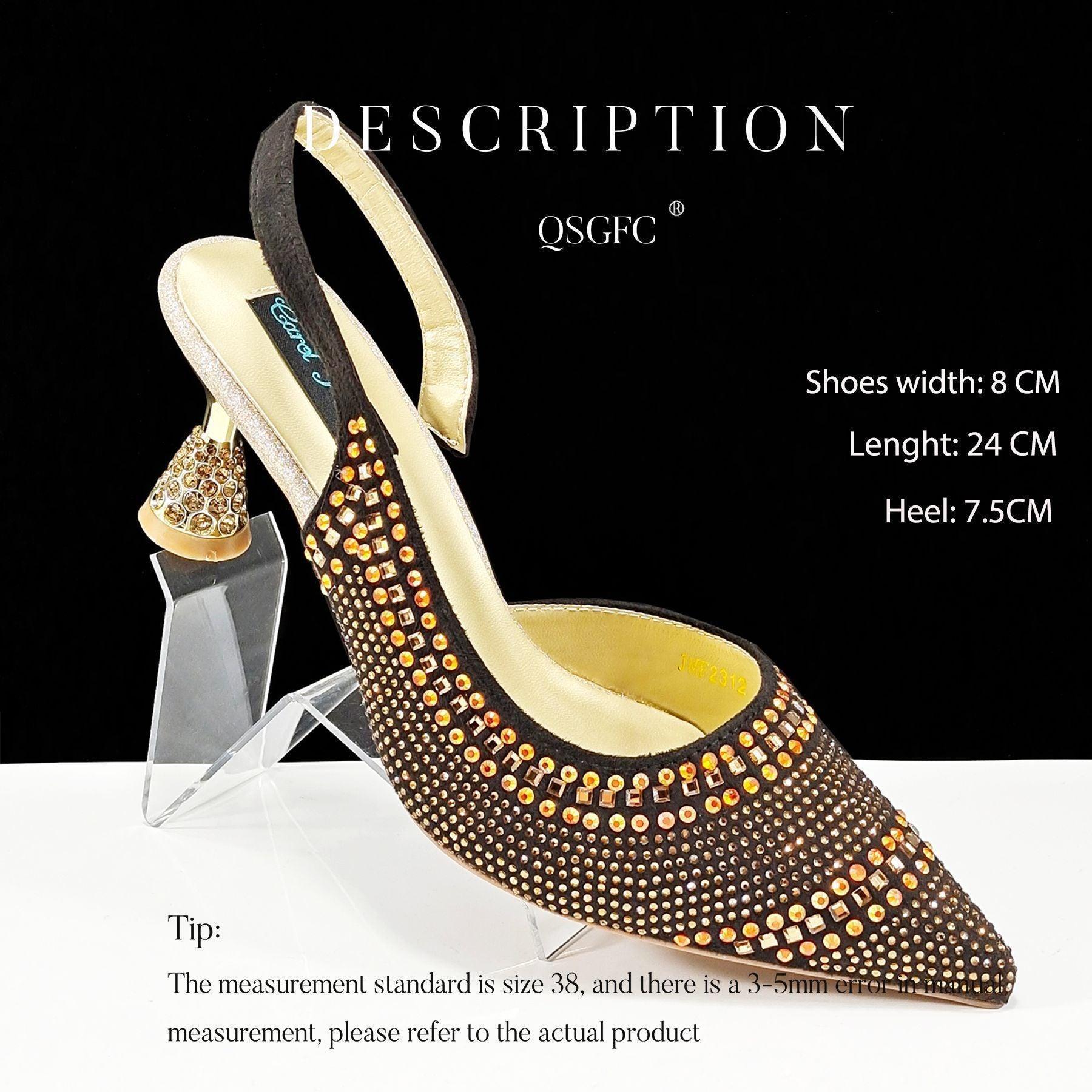 Fashion Simple Pointed Striped Hot Drilling Women Low-cut High Heels - HEPSIBAH SHOP