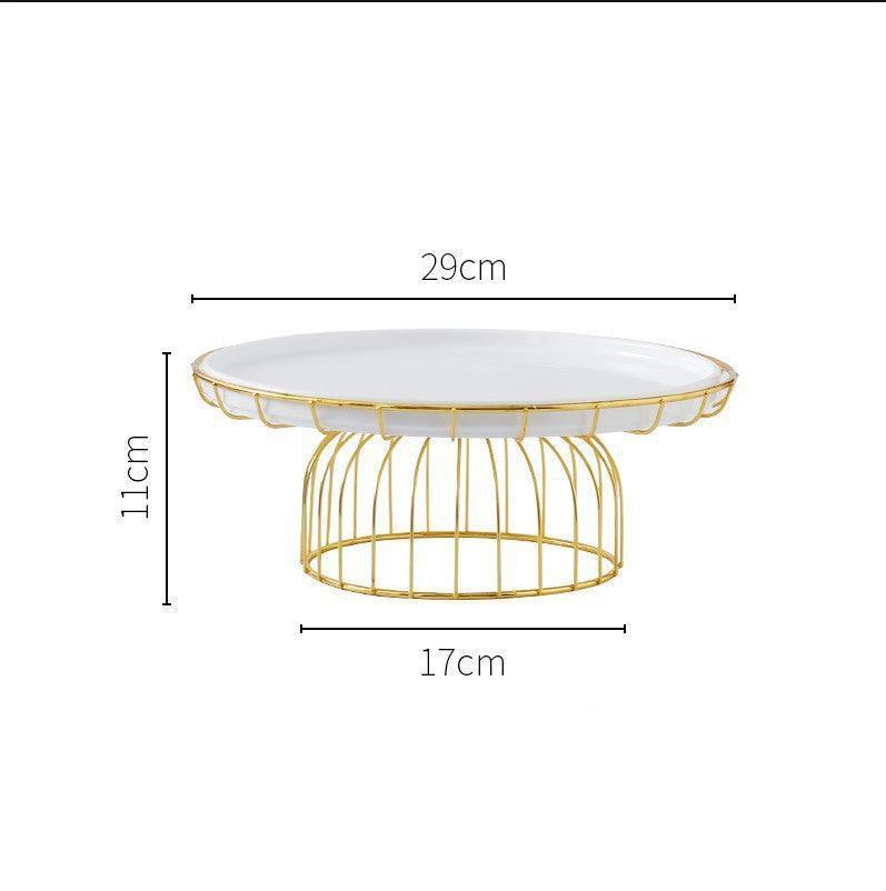 Golden Cake Stand Set, Three-layer Snack Stand, Ceramic High Plate