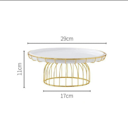 Golden Cake Stand Set, Three-layer Snack Stand, Ceramic High Plate