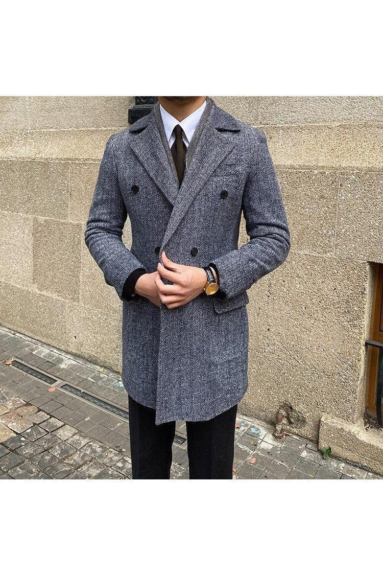 Men mid-length Tweed Coat - HEPSIBAH SHOP