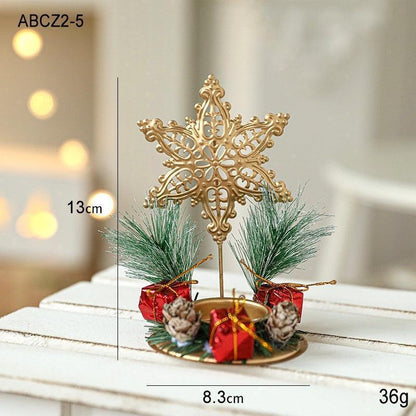 Christmas Candlestick Golden Wrought Iron Decoration - HEPSIBAH SHOP