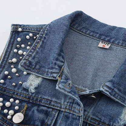 Beaded Denim Vest Women - HEPSIBAH SHOP