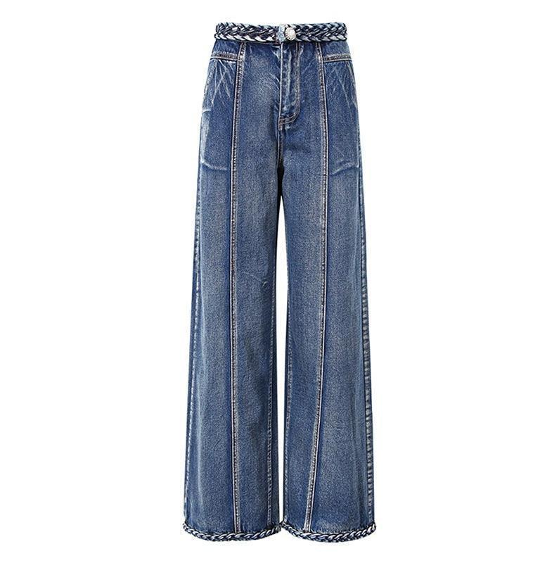 Women's Handmade Braided Wide Leg Jeans - HEPSIBAH SHOP