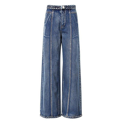 Women's Handmade Braided Wide Leg Jeans - HEPSIBAH SHOP