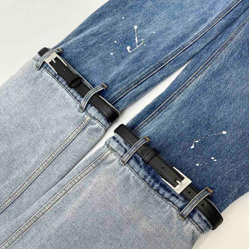 Women's Contrasting Color Patchwork Washed Jeans - HEPSIBAH SHOP