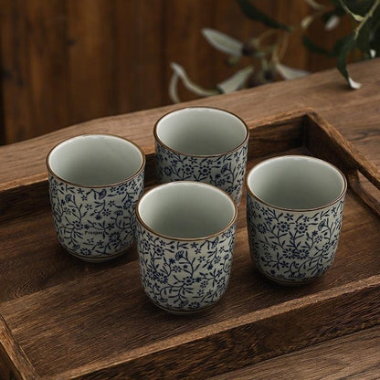 Large Capacity Ceramic 200ml Outer Grain Straight Mouth Tea Cup