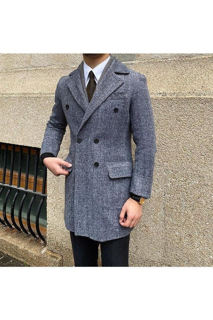 Men mid-length Tweed Coat - HEPSIBAH SHOP