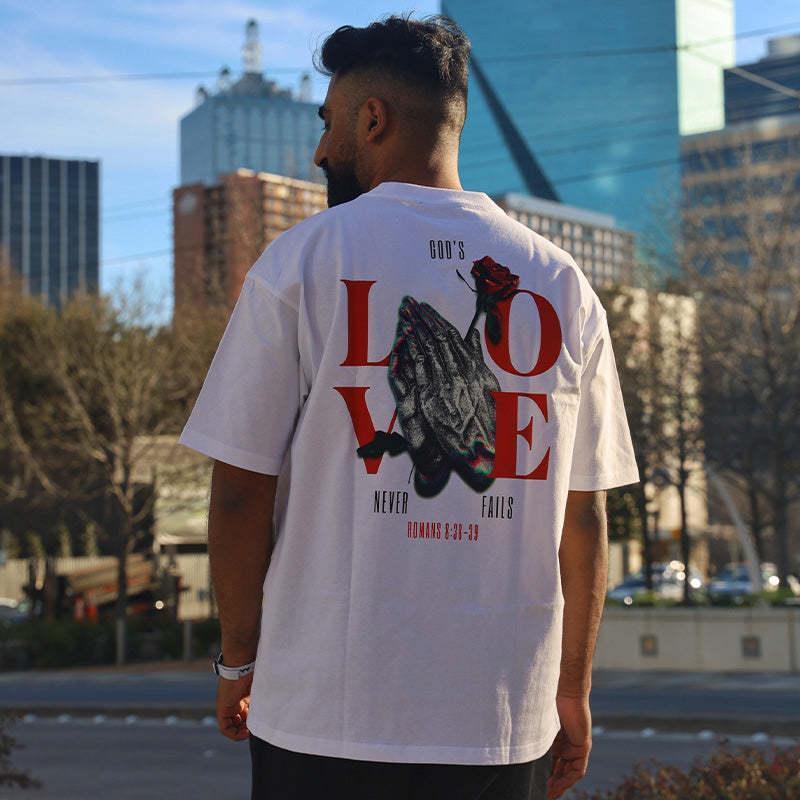 God's Love Never Fails Print T-shirt - HEPSIBAH SHOP