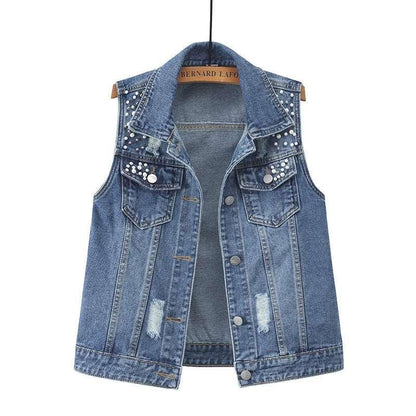 Beaded Denim Vest Women - HEPSIBAH SHOP