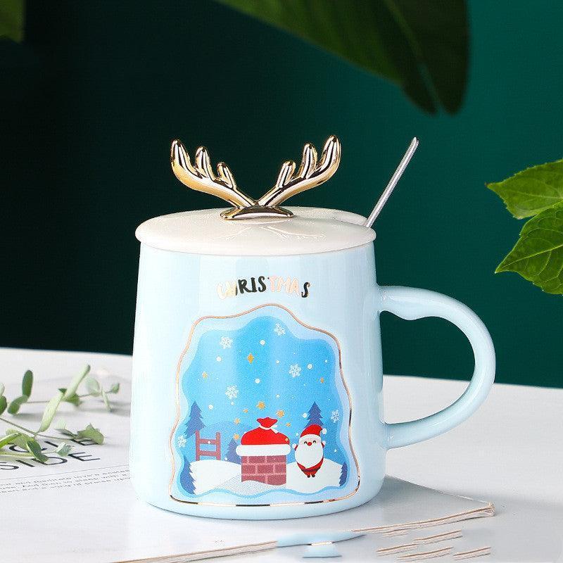 Drinkware Christmas Mugs Coffee Cups Ceramic Merry Christmas Cups With Spoon Christmas Gifts For Coffee Cup Mug Handgrip Cup