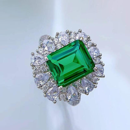 Women's Silver Emerald Rhinestone Ring - HEPSIBAH SHOP