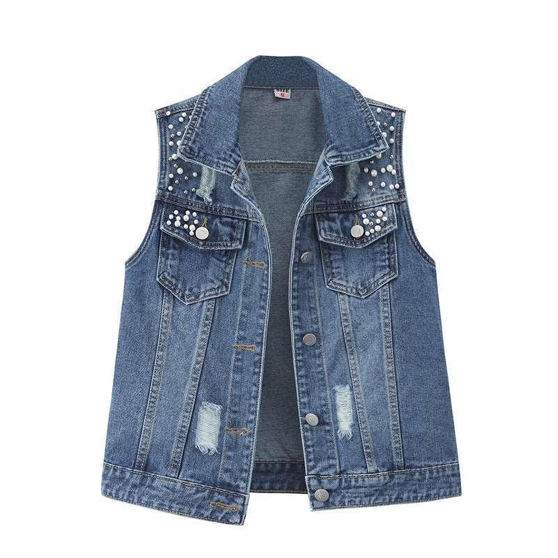 Beaded Denim Vest Women - HEPSIBAH SHOP