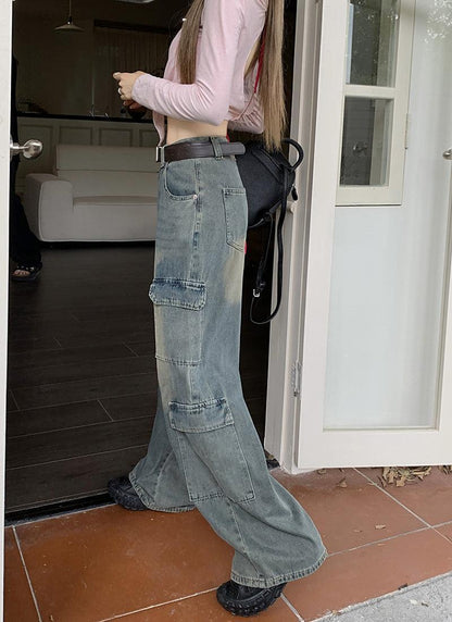 Women's Fashion Casual Retro Cargo Jeans - HEPSIBAH SHOP