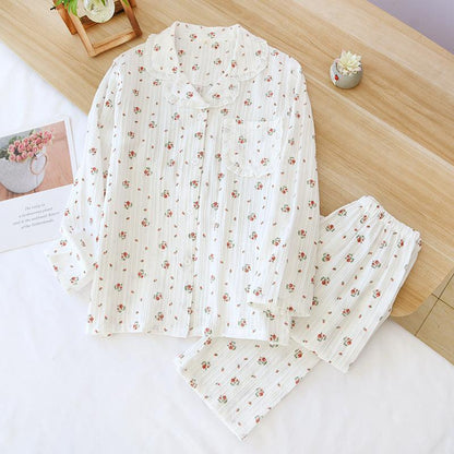 Women's Spring And Autumn Jacquard Cotton Pajamas