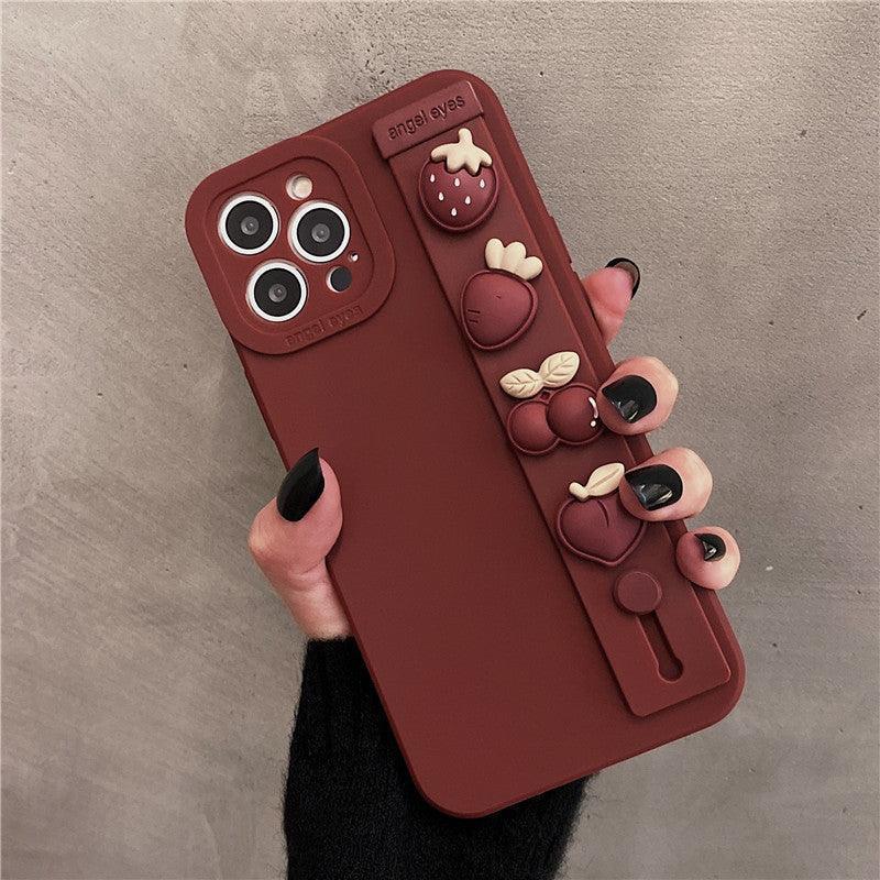 Wristband Burgundy Strawberry Silicone Phone Case - HEPSIBAH SHOP