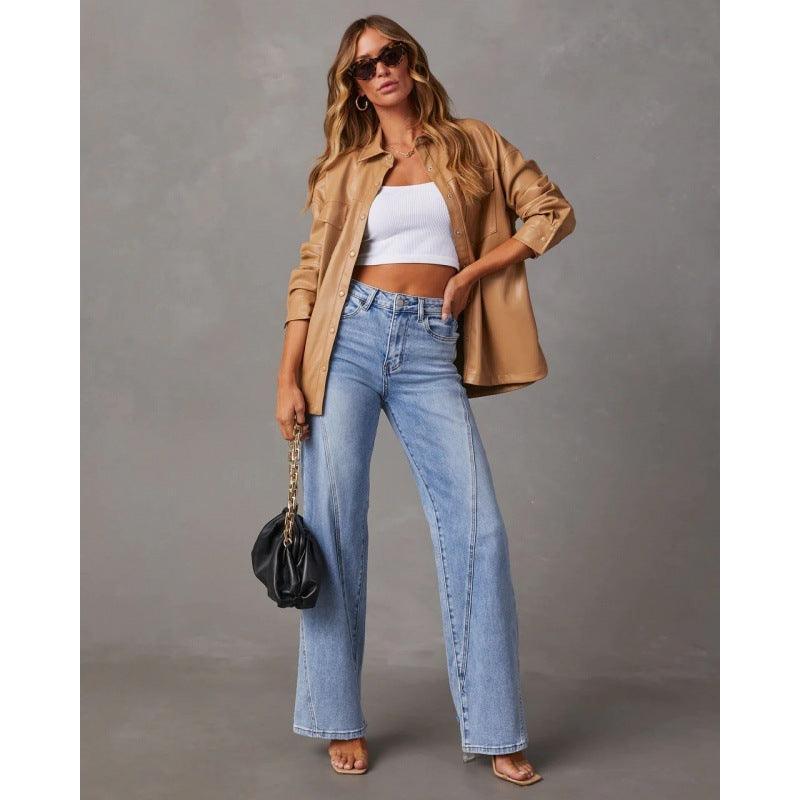 Casual Patchwork Women's Wide Leg Jeans - HEPSIBAH SHOP