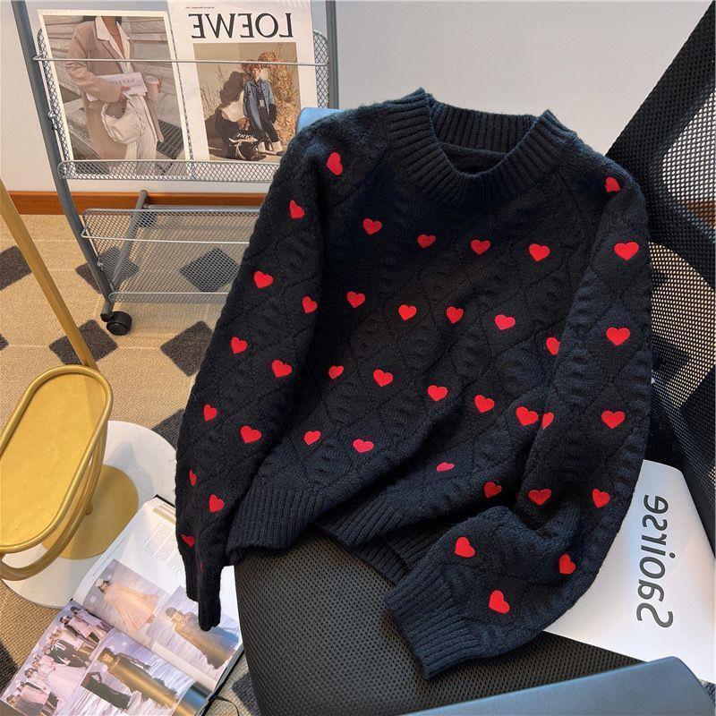 Heart Printing Cable-knit Sweater Women - HEPSIBAH SHOP