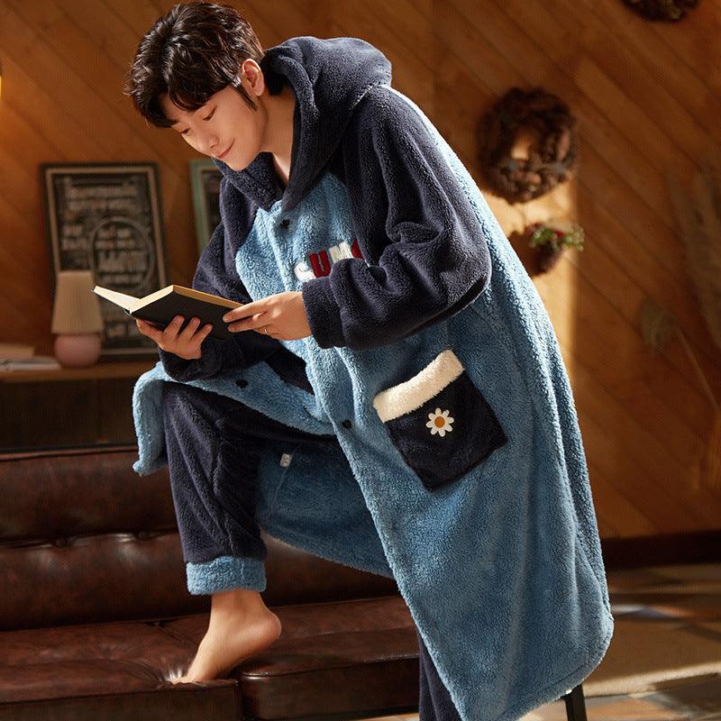 Men's Fleece Thickened Long Coral Fleece Pajamas Set - HEPSIBAH SHOP