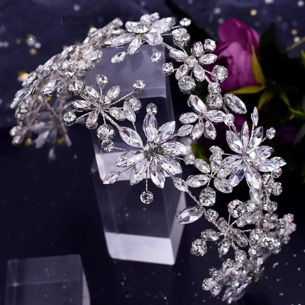 Rhinestone Leaf Bridal Wedding Headdress - HEPSIBAH SHOP