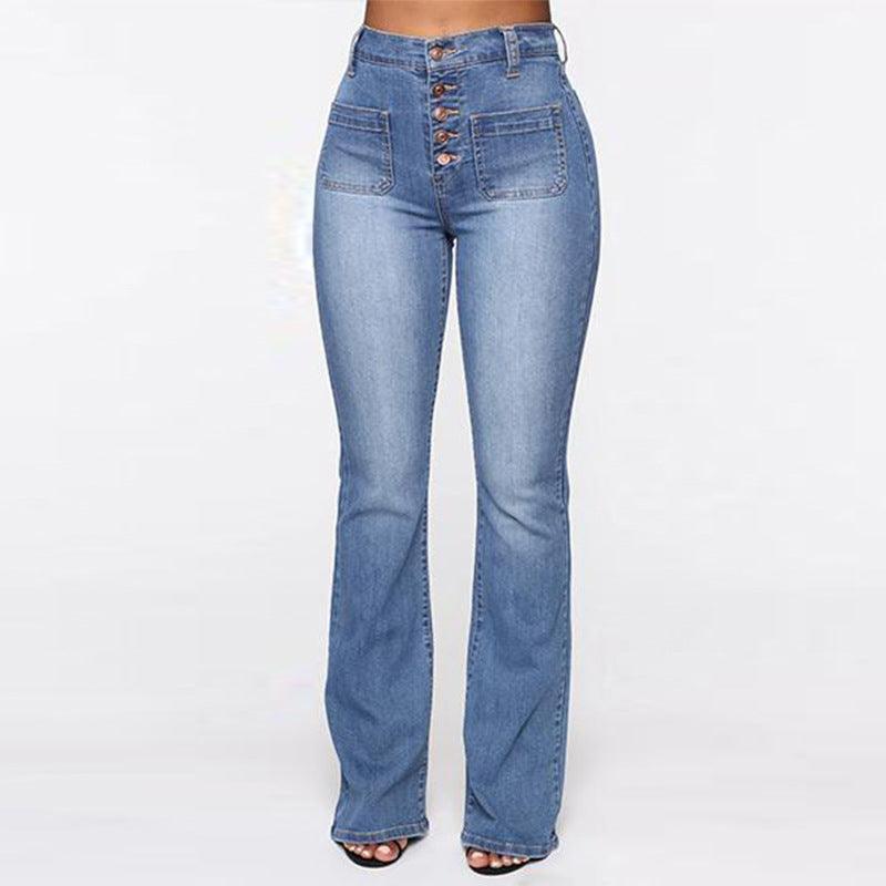 Plus Size Ladies High Waist Denim Trousers - HEPSIBAH SHOP