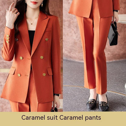 Caramel Double Breasted High Sense Slim Fit Suits - HEPSIBAH SHOP