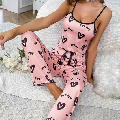 Two-piece Milk Silk Suspender Pajamas