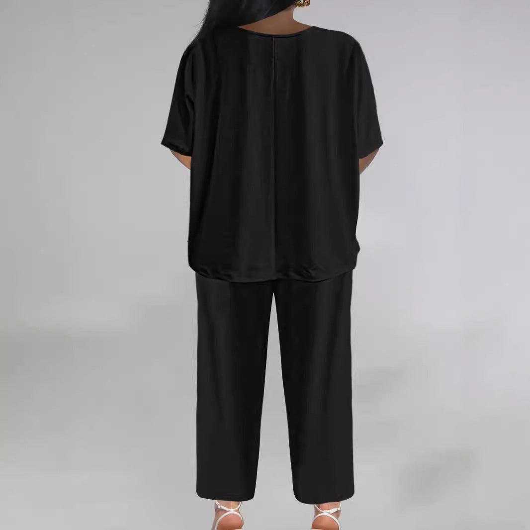 V-neck Batwing Sleeve Loose Wide Leg Pants Suit Women - HEPSIBAH SHOP