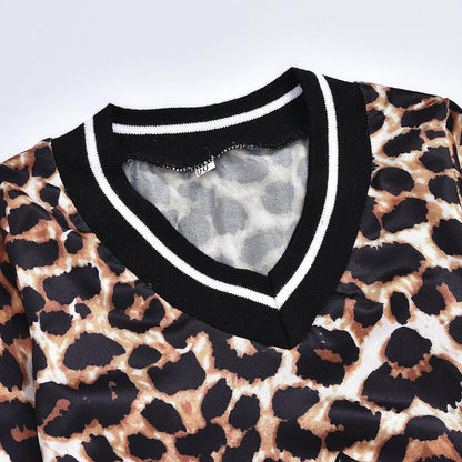 Girls Dress V-neck Leopard Print - HEPSIBAH SHOP