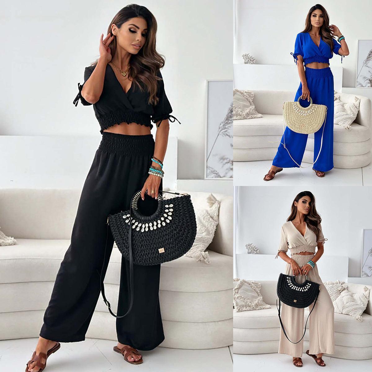 Fashion Women's Wear Half Sleeve Trousers Suit - HEPSIBAH SHOP