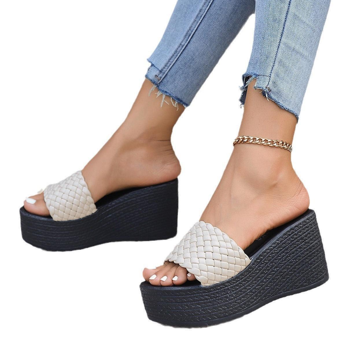 Plus Size Wedge Peep-toe Slippers - HEPSIBAH SHOP