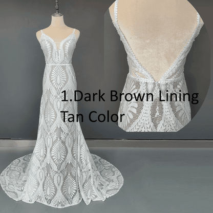 Vestido Bohemian Wedding Dress V Neck Lace - HEPSIBAH SHOP