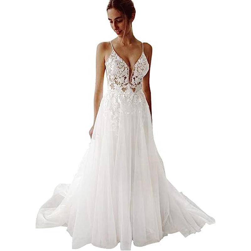 Women's Wedding Dress Lace Strap Backless - HEPSIBAH SHOP