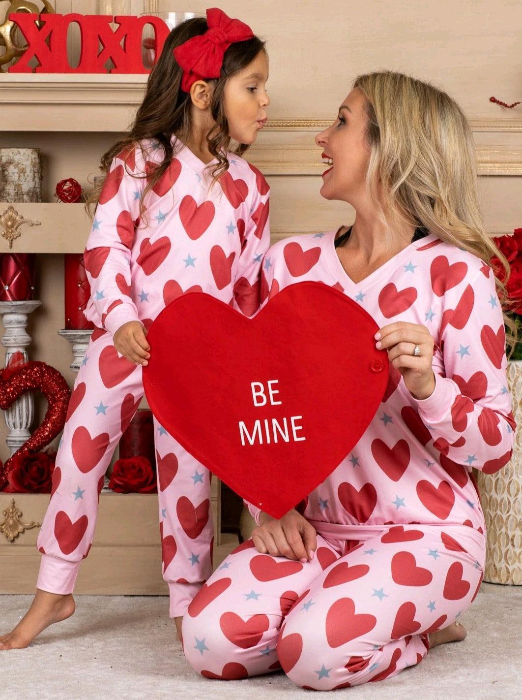 Valentine's Day Heart Printing Leisure Pajamas Pajamas Parent-child Suit