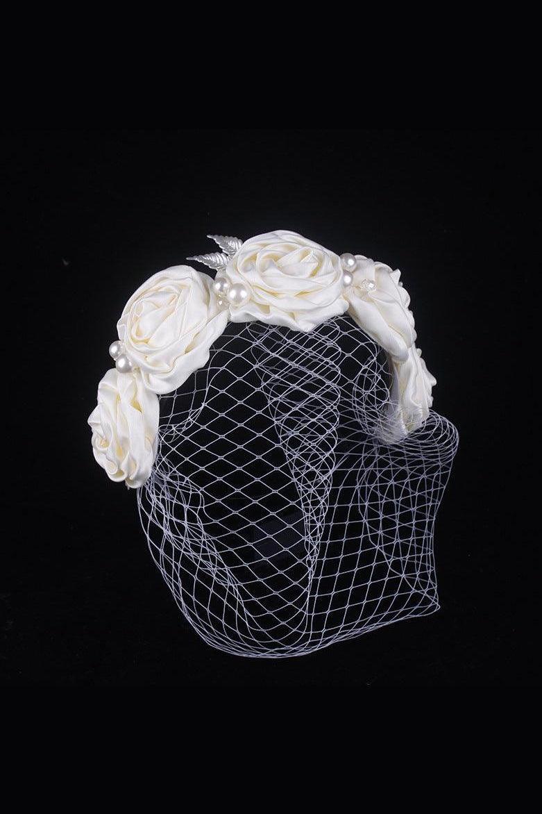 Bridal Large Flower Satin Veil Hair Hoop Headdress Wedding Dress With Accessories - HEPSIBAH SHOP