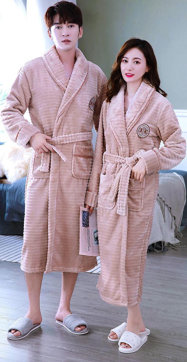 Coral Fleece Pajamas And Bathrobe Set - HEPSIBAH SHOP