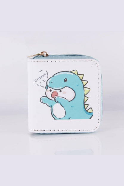 Cartoon Little Dinosaur PU Short Zip Purse - HEPSIBAH SHOP