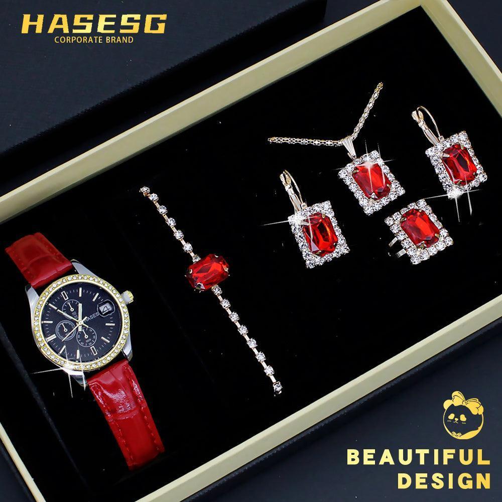 Women's Five-piece Square Jewelry Watch - HEPSIBAH SHOP