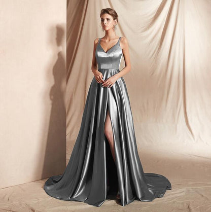 V-neck Simplicity Small Trailing Temperament Annual Meeting Sexy Host Evening Dress - HEPSIBAH SHOP