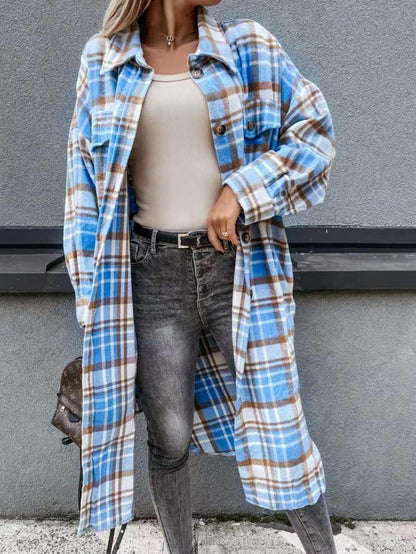 New Style Lengthened Plaid Shirt Jacket Women's - HEPSIBAH SHOP