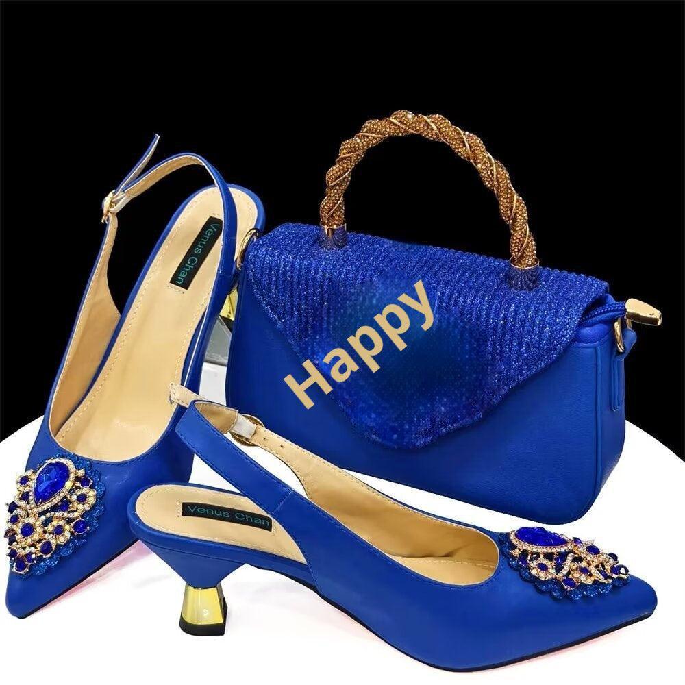 Casual French Style Small Square Pointed Toe Slingback High Heels Women's Shoes And Bags Suit - HEPSIBAH SHOP