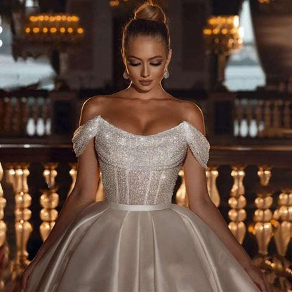 A-Line Off Shoulder Wedding Dress - HEPSIBAH SHOP