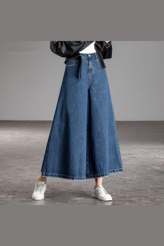 Drop Wide Leg Jeans Skirt Women - HEPSIBAH SHOP