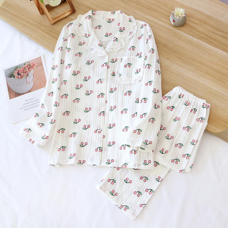 Women's Spring And Autumn Jacquard Cotton Pajamas