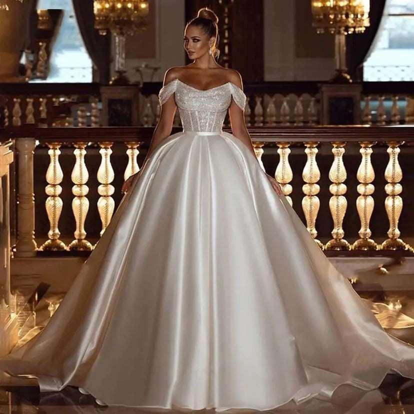 A-Line Off Shoulder Wedding Dress - HEPSIBAH SHOP