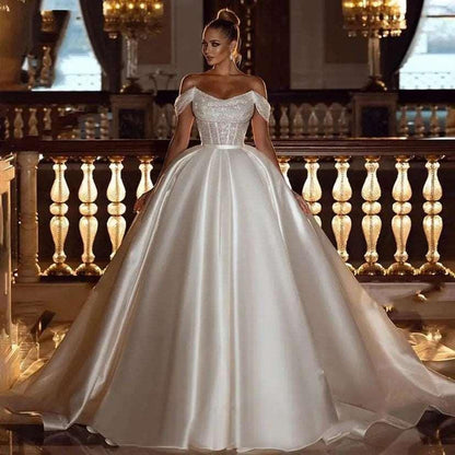 A-Line Off Shoulder Wedding Dress - HEPSIBAH SHOP